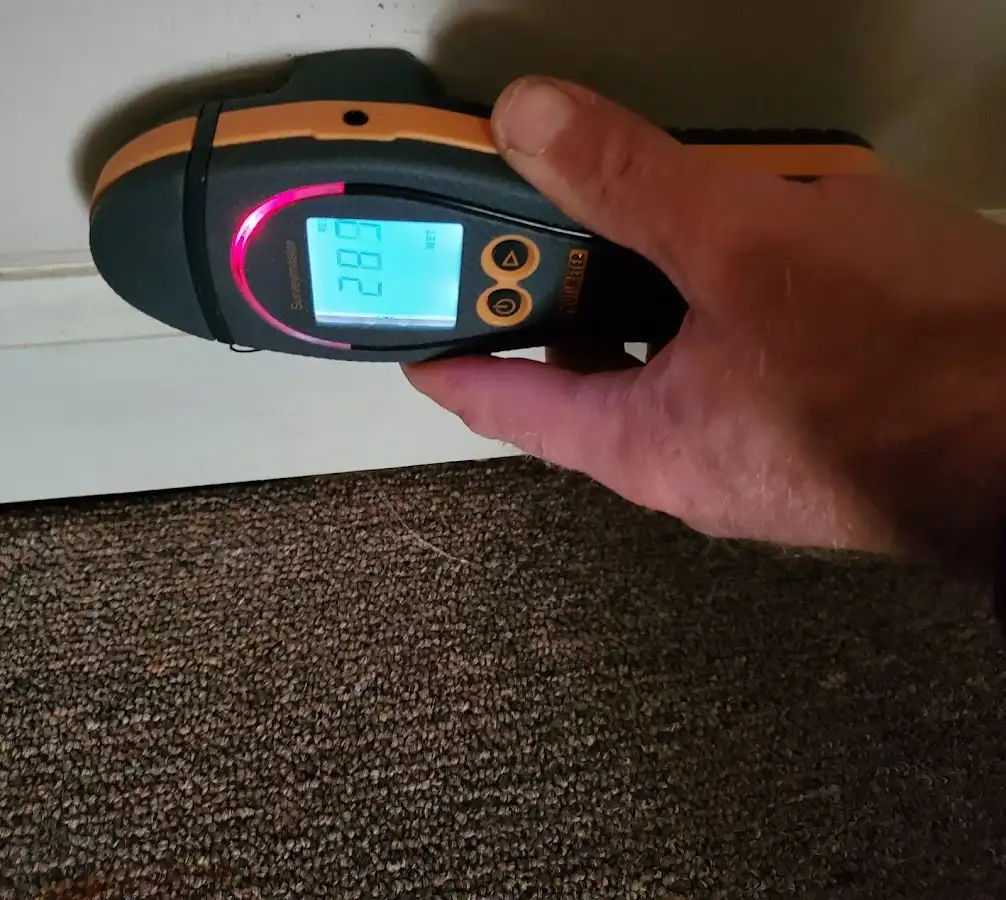 Moisture detection at baseboard during Sewage Cleanup & Sanitation in Susquehanna